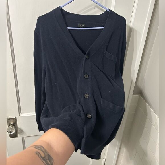J. Crew Blue Cardigan Sweater V-Neck Knit - Picture 2 of 4